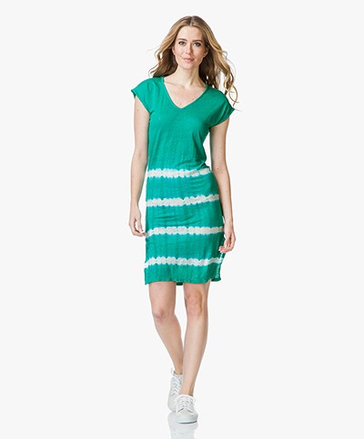 Velvet Alinda Linen Tie-dye Dress - Emerald Green