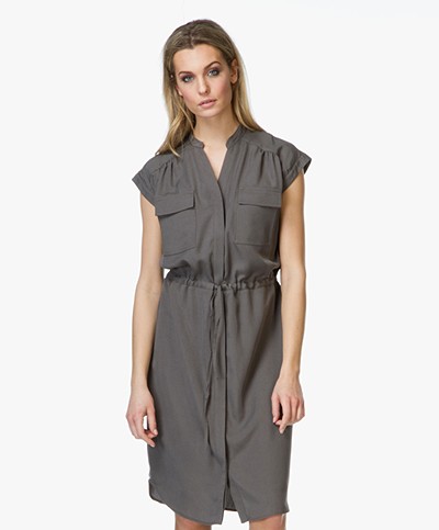 Paul & Joe Filament Fitted Dress with Cap Sleeves - Anthracite 