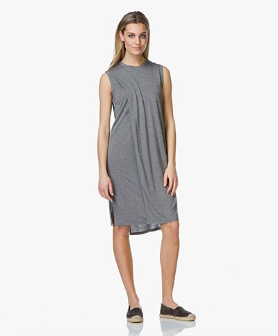 T by Alexander Wang Overlap Dress with Pocket - Heather Grey