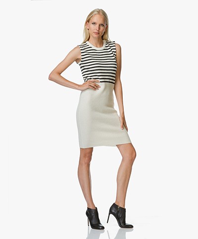 MM6 Striped Sleeveless Dress - Off-White/Black