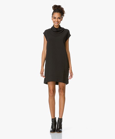 Repeat Dress with Draped Rolneck - Black