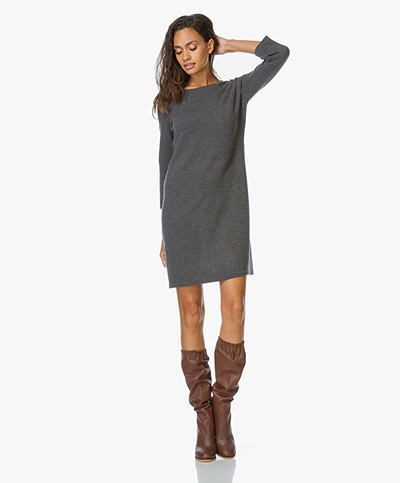No Man's Land Wool Dress with Cashmere - Charcoal 