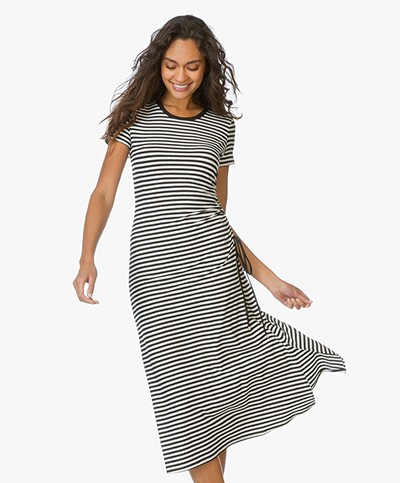Theory Striped Jersey Dress Jilaena - Black/White