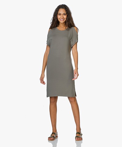 Majestic Jersey Dress with Cut-out Detail - Army