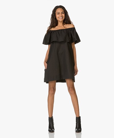 Anine Bing Off-Shoulder Dress - Black 