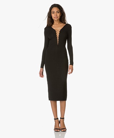 T by Alexander Wang Lace-Up Dress - Black 