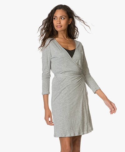 Majestic Linen Wrap Dress - Grey Melange