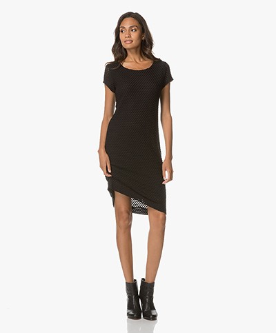 no man's land Fitted Patterned Dress - Core Black 