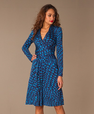 Issa London Silk Wrap Dress - Navy Print