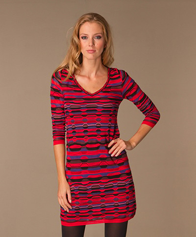 M Missoni Squiggle Print Dress - Red/Purple/Black