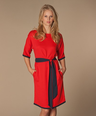 Marc Jacobs Paloma Crepe Dress - Red Hot Multi