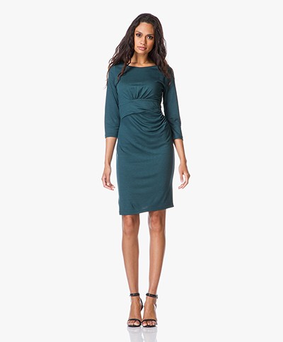 Perfectly Basics Draped Dress - Emerald Green