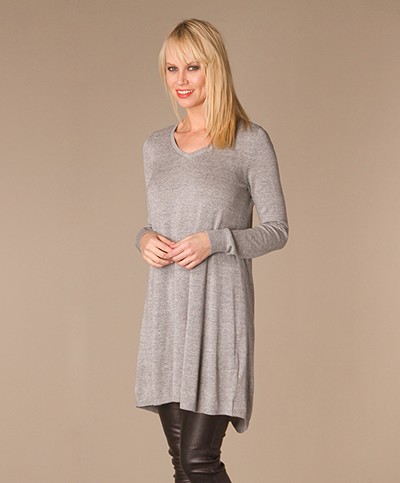 Repeat Button Back Sweater Dress - Medium Grey Melange