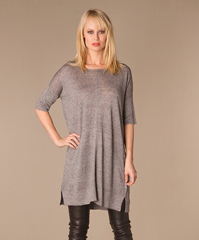 Repeat Linen Sweater Dress - Grey Melange