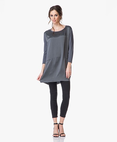 Repeat Silk Tunic Dress - Grey