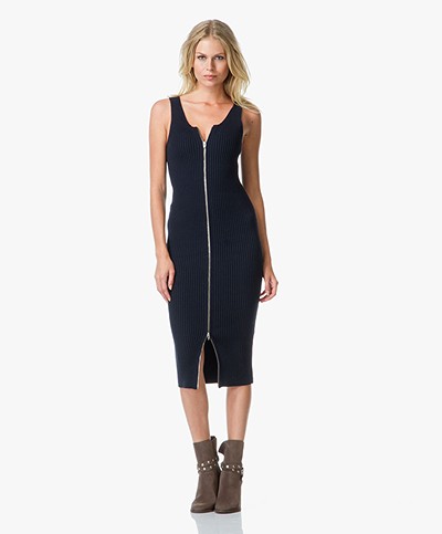 T by Alexander Wang Cotton Ribbed Tank Dress - Ink 