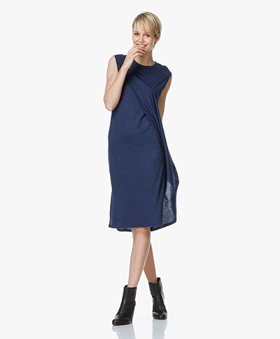 T by Alexander Wang Overlap Dress with Pocket - Marine