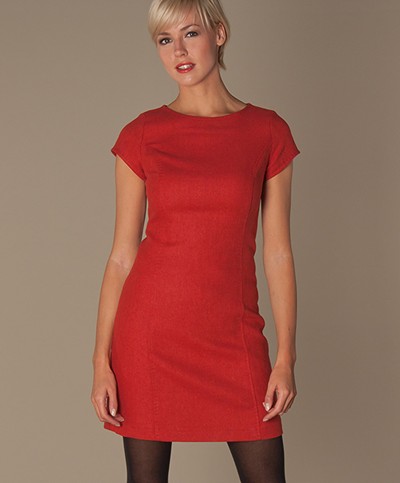 Kyra & Ko Herringbone Dress - Red