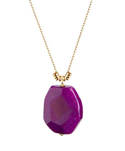 Ellen Beekmans Gemstone Necklace - Purple Jade/Gold