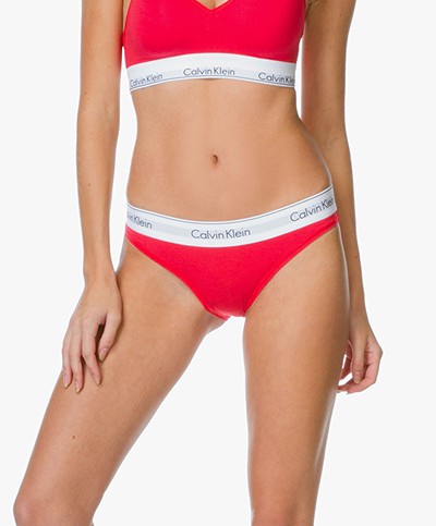 Calvin Klein Modern Cotton Bikini Briefs - Evocative Red/White