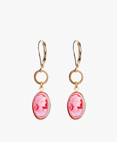 Ellen Beekmans Cameo Earrings - Pink