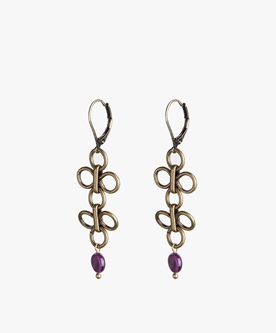 Ellen Beekmans Long India Earrings - Purple Mother-of-Pearl