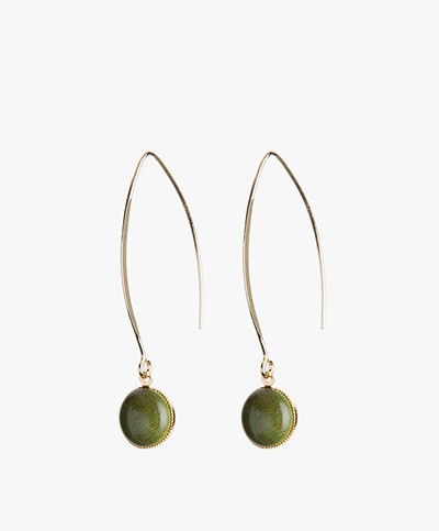 Ellen Beekmans Elipse Earrings - Olive Green