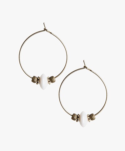 Ellen Beekmans Short Earrings - Off-White/Bronze