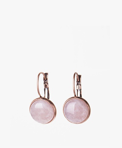 Ellen Beekmans Classic Earrings - Rose Quartz/Copper