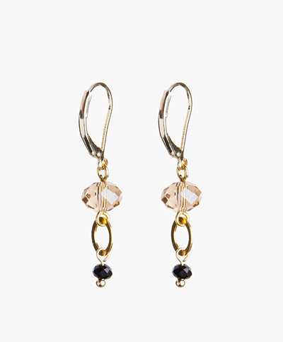 Ellen Beekmans Strass Earrings - Champagne Strass/Onyx