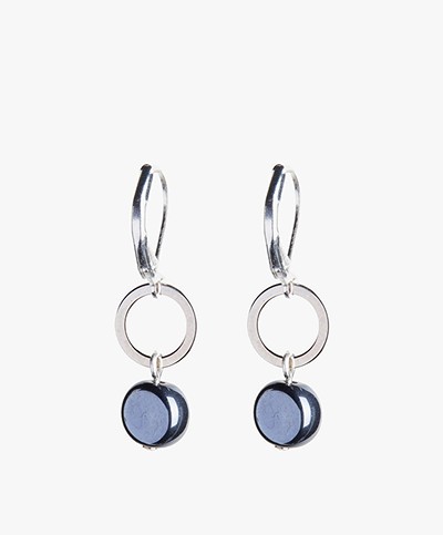 Ellen Beekmans Vintage Earrings - Dark Blue Agate/Silver