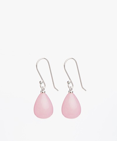 Susanne Friis Bjørner Big Drop Earrings - Pink Jade