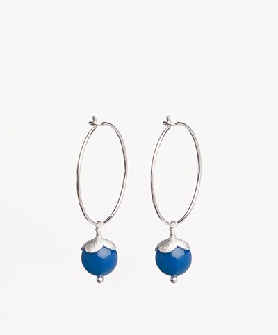 Susanne Friis Bjørner Hoop Earrings - Blue Agate