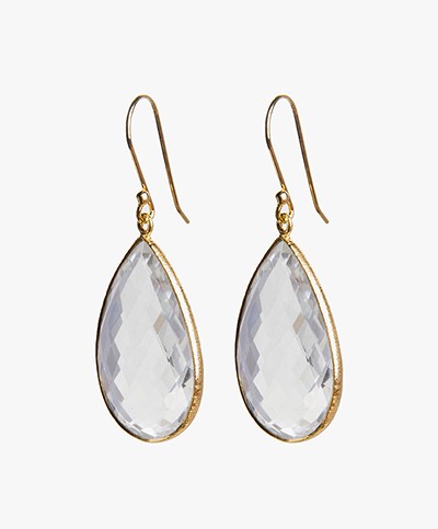 Susanne Friis Bjørner Large Drop Earrings - Crystal
