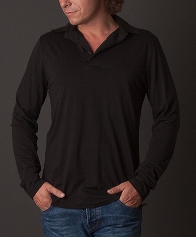 Filippa K Men Tencel Polo Shirt - Black
