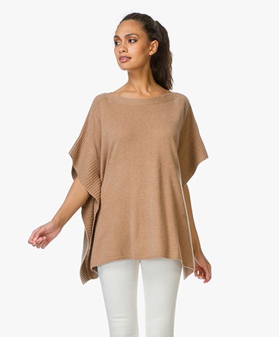 Repeat Large Cashmere Poncho Sweater - Caramel