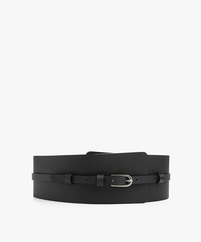 Ba&sh Leather Waist Belt Aliou - Black