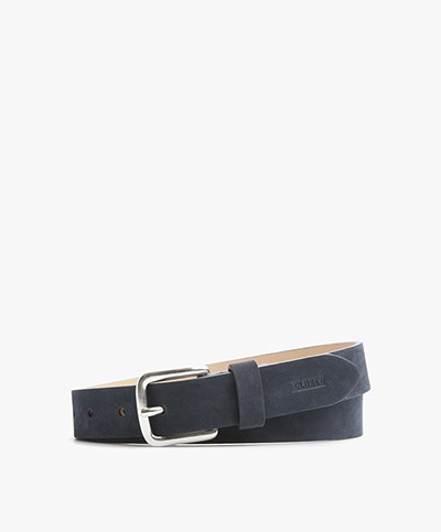 Closed Suede Leather Belt - Navy