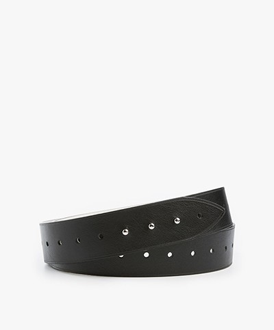 Filippa K Perforated Reversible Leather Belt - Black/Shadow
