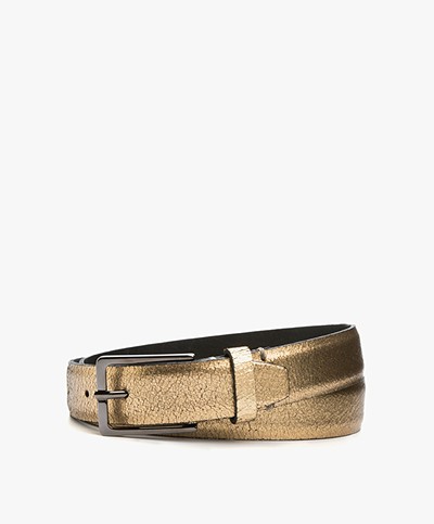 Drykorn Curly Craquelé Leather Belt - Gold