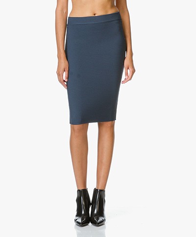 T by Alexander Wang Rib Fitted Pencil Skirt - Smoke