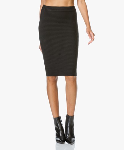T by Alexander Wang Rib Fitted Pencil Skirt - Black 