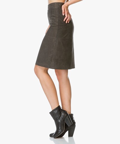 Drykorn Enid Suede Leather Skirt - Grey