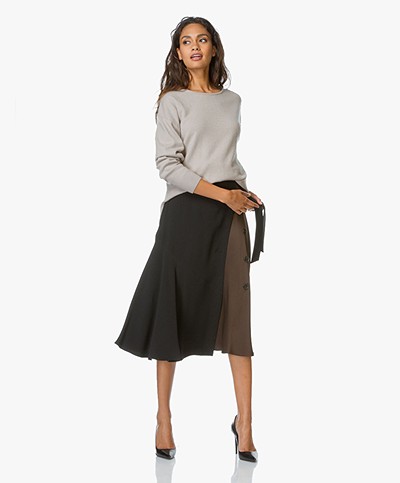 Sportmax Epica Two-tone A-line Skirt - Black/Brown