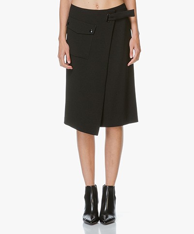 Filippa K Wrap Pocket Crepe Skirt - Black