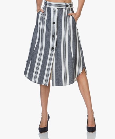Sportmax Abituro Striped Skirt - White/Blue Print