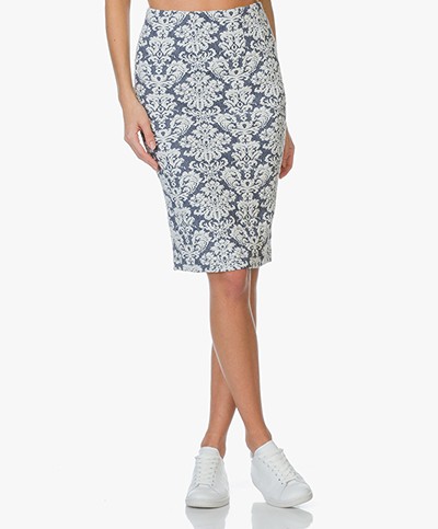 Josephine & Co Pencil Skirt Eelco in Jacquard - Print Jeans/Off-white