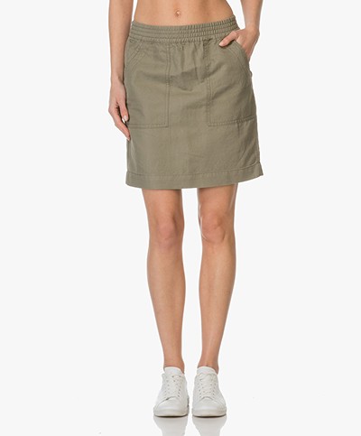 Closed Sandy Skirt in Linen and Cotton - Olive