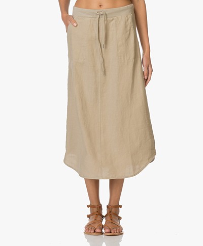 Josephine & Co Ed Linen Midi Skirt - Khaki