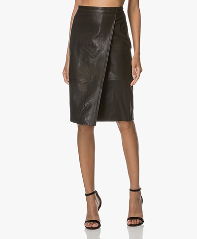 Filippa K Wrap Leather Skirt - Black